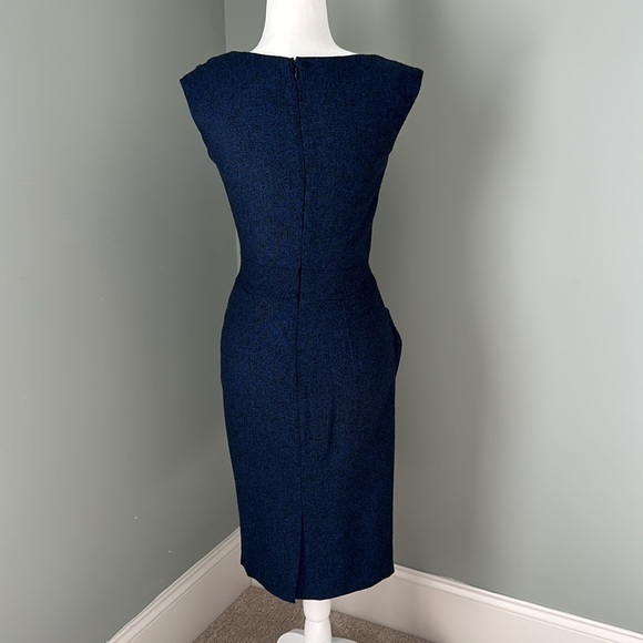 EUC - AXARA Paris sleeveless dark blue fine tweed midi dress. - Picture 5 of 14